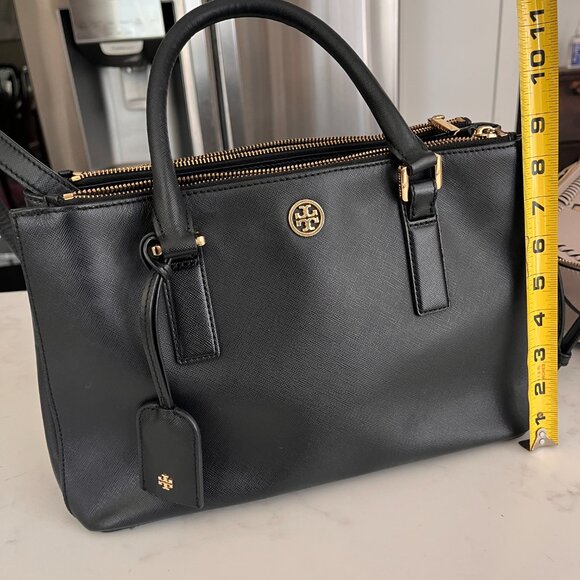Tory Burch Robinson Double Zip Black Saffiano Tote - Picture 9 of 9